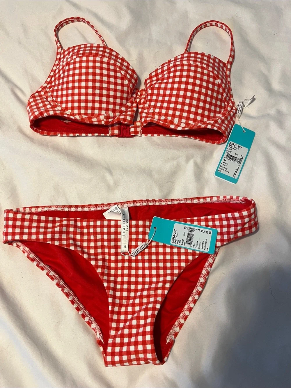 Seafolly Girls Red Gingham Bikini Set
